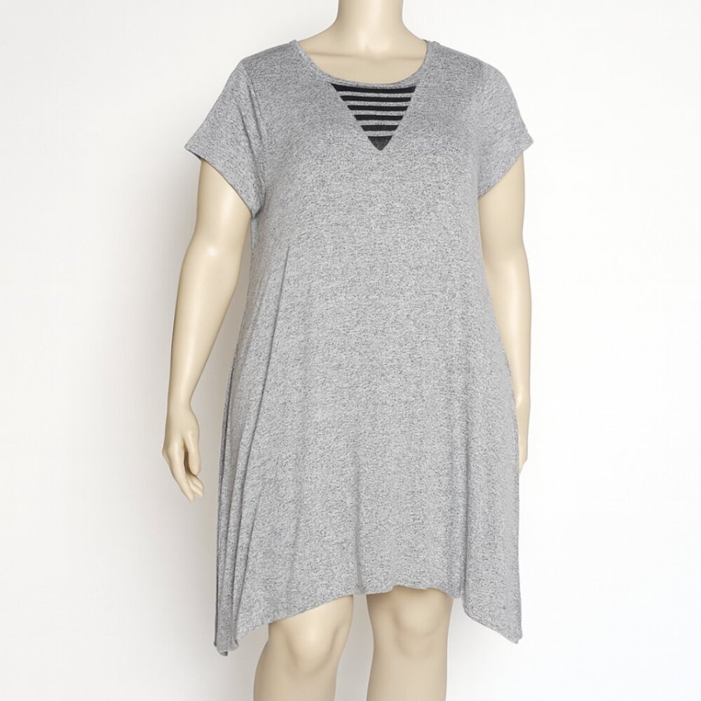Livi Active Lane Bryant Dress 18/20 Grey Space Dye Lattice‎ Neck Plus Size Tunic